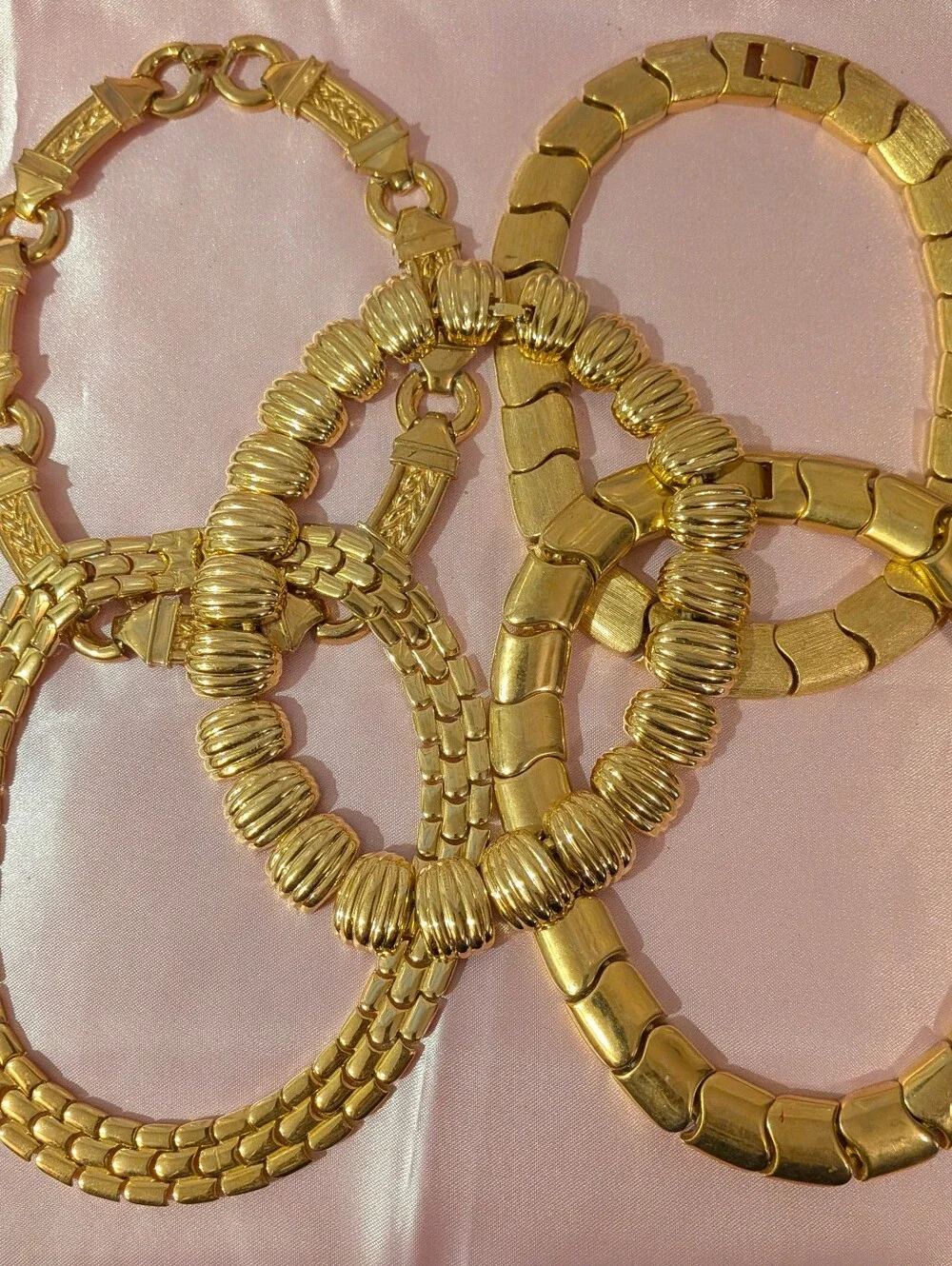 5 Vintage Gold-Tone Necklace Set